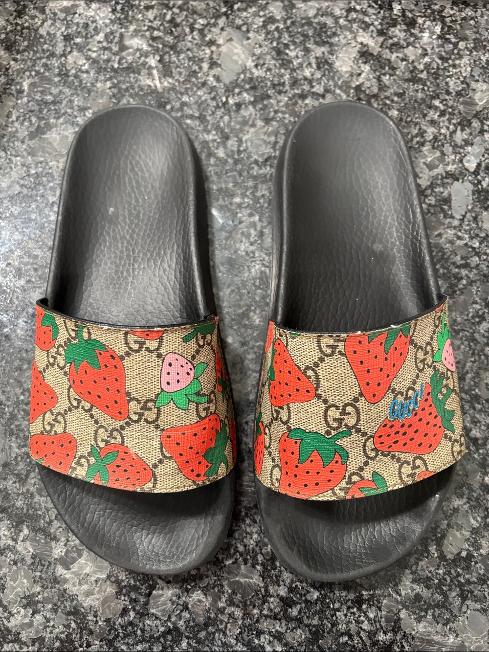 Gucci Strawberry Print Slide Sandals